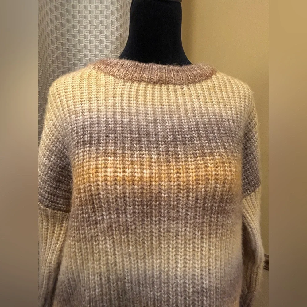 Rachel Zoe Striped Brown and Yellow Women's Sweater - Picture 3 of 6